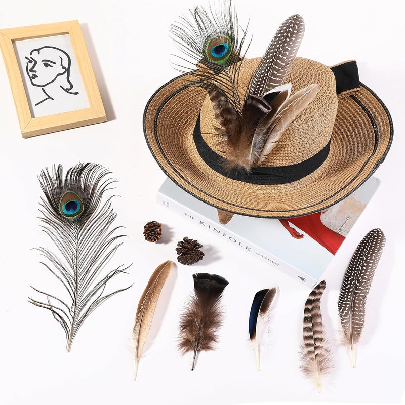 Holmgren 24pcs Natural Feathers Bulk - 6 Styles Assorted Peacock, Pheasant, Turkey Feathers for Craft DIY Jewelry Hat Wedding Home Party Decoration - Image 5